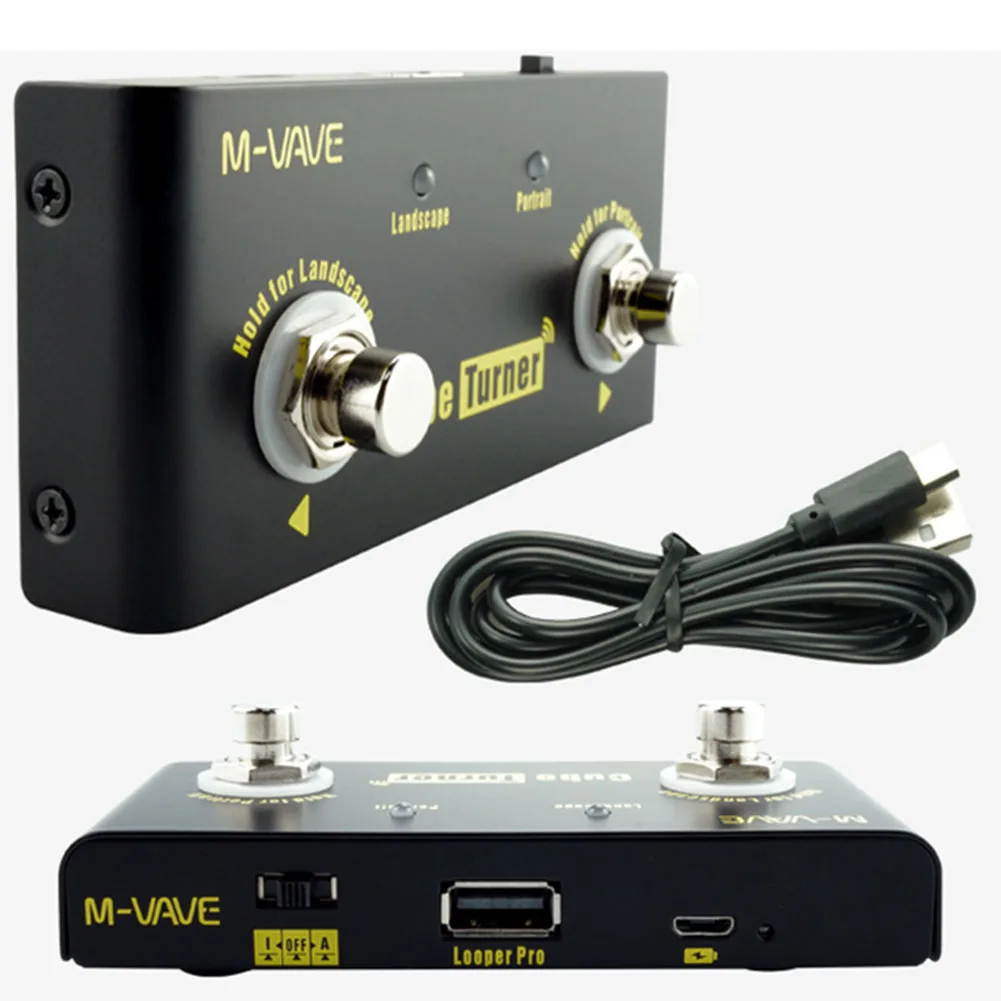 Para M-VAVE para Cube para Turner página inalámbrica para Pedal Turner recargable 48 horas de tiempo de trabajo interruptor modos de Control Manuall