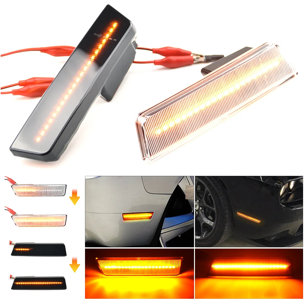 Car Front/Rear Side Marker Full LED Light For Dodge Charger 11-14/Challenger 2008-2014 Amber/White Auto Turn Signal Fender Light