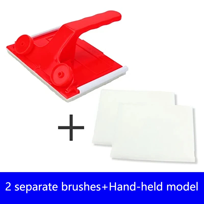 A multifunctional paint edge banding and color separator set with two replacement pads for wall and ceiling corner brushing