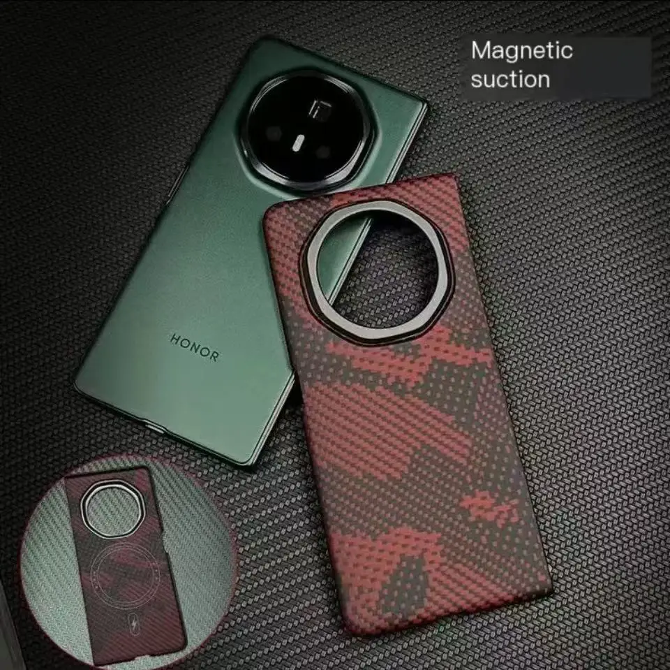 

Чехол для Honor Magic V3, ультратонкий чехол для телефона из углеродного волокна для Magic V3, материал из арамидного волокна, твердый корпус, магнитный камуфляж