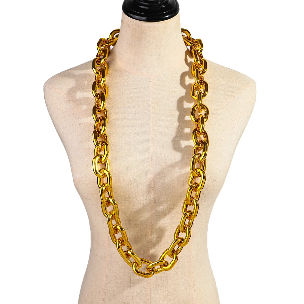 Hiphop Acrylic Metal Color Link Chain Long Necklace for Men Rock Punk Big Chunky Metallic Chains Necklaces 2026 Trend Jewelry