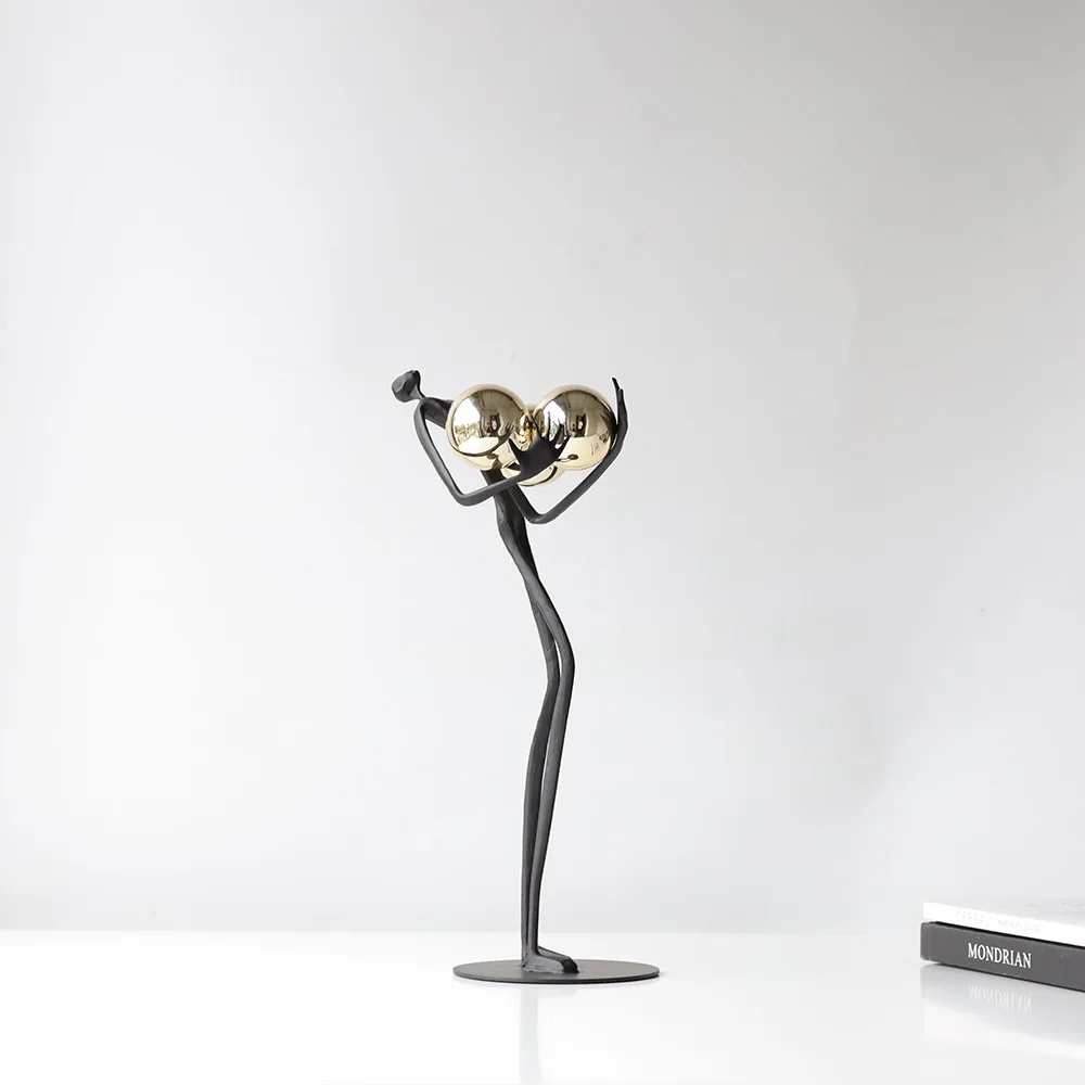CX modern minimalist abstract ball-holding figure carving, living room live stream home decoration ornament