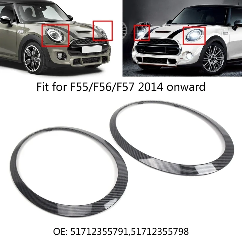 1 Pair Left Right Headlight Trims 51712355791 51712355798 for F55 F56 F57 Auto Headlight Trim Rings Bezel