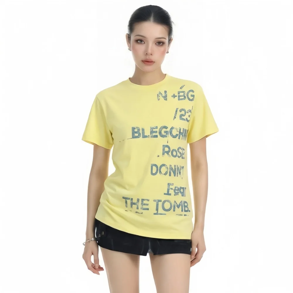 Letter Printed T Shirt Woman Cotton Fashion Short Sleeve Women's T-shirts and Polos Cool Casual Tops for Woman Summer Tops Sale