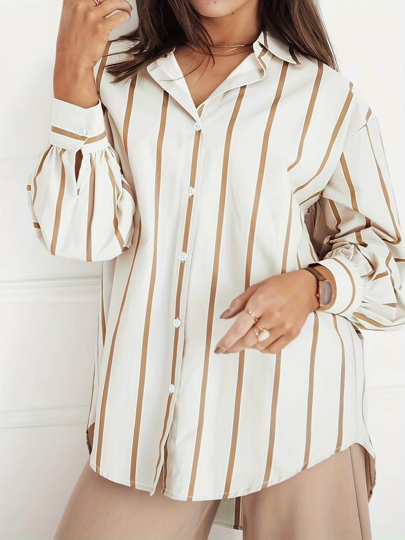 

Абрикосовая женская рубашка больших размеров, летняя шикарная элегантная рубашка, повседневная женская модная рубашка Apricot