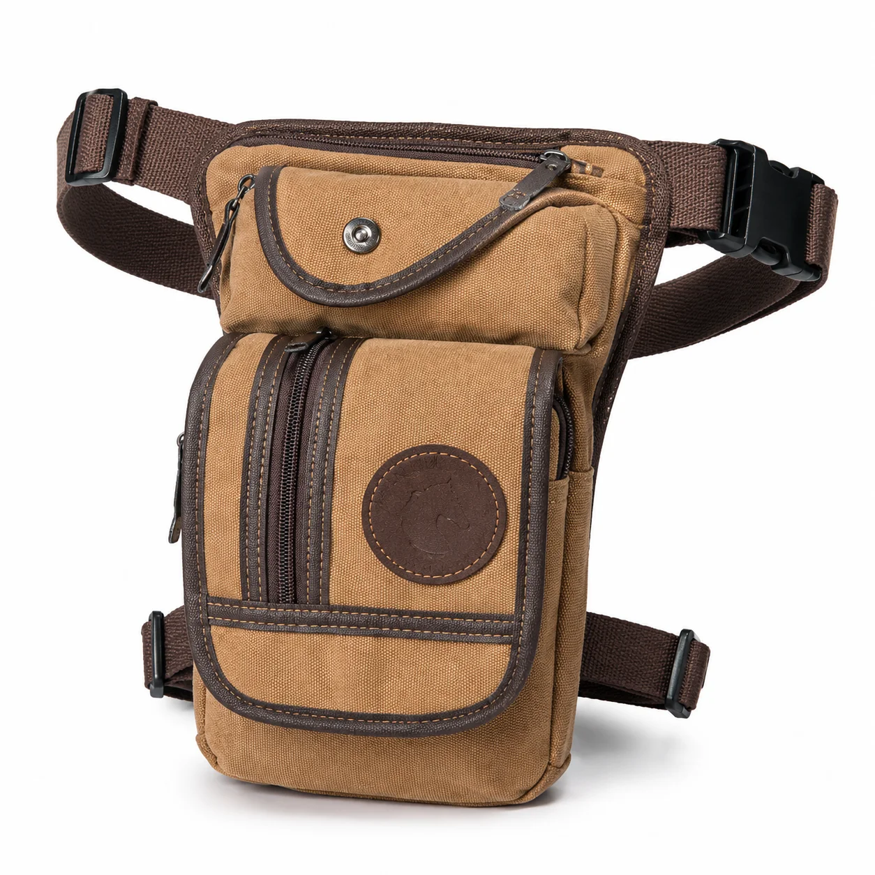 Vintage Canvas Leg Bag for Men & Women, Multi-Pocket Thigh Waist Bag, Outdoor Travel Messenger Bag, Adjustable Strap Tactical