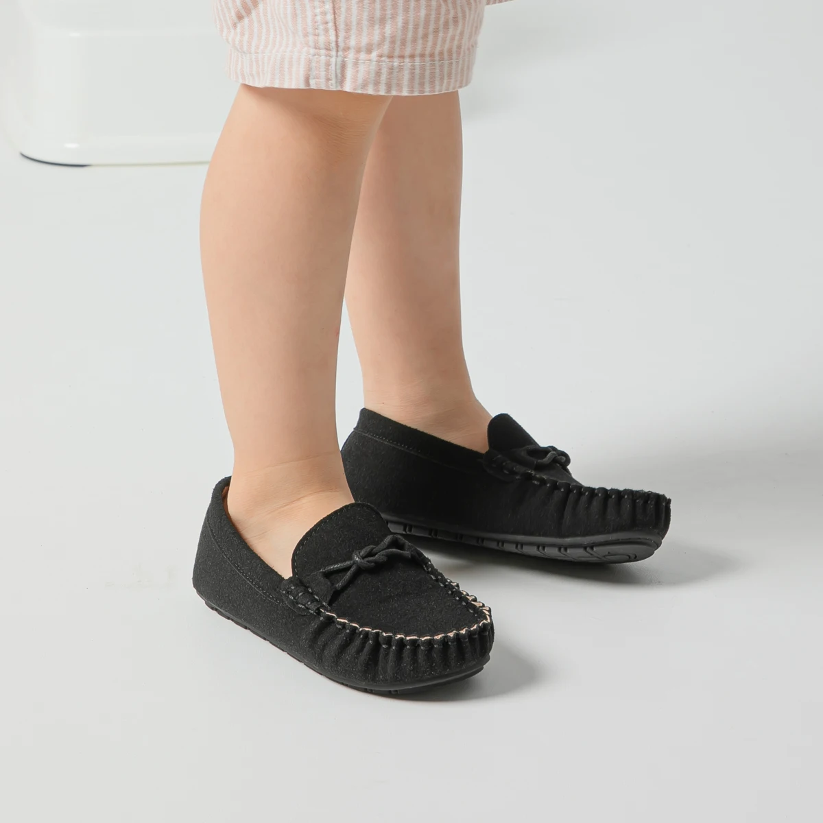 Boys Slip-On Suede Loafers Toddler Little Kid Stitch Detail Casual Dress Shoes
