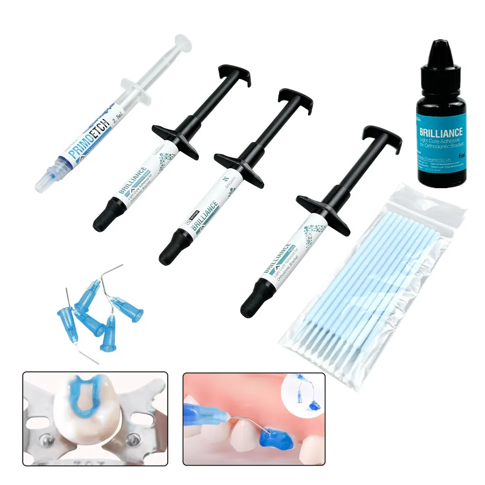 

Набор стоматологических ортодонтических клеев, светоотверждаемая клейкая паста для кронштейнов, стоматологии, 37% фосфорическая кислота, травляющий гель, насадки для орошения