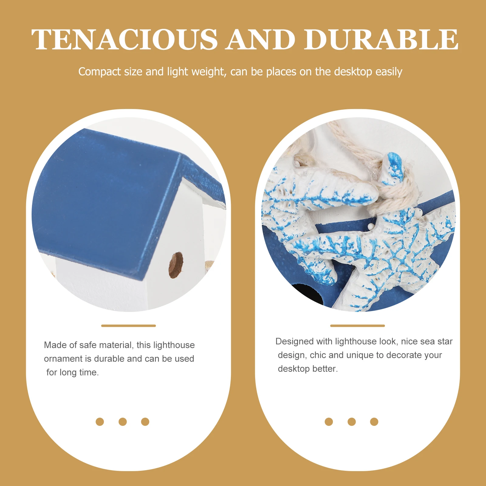 

Lighthouse naments Coastal Decor Wooden Mediterranean Desktop Lawn Sea Theme Safe Material Lightweight Stable Placement Beach