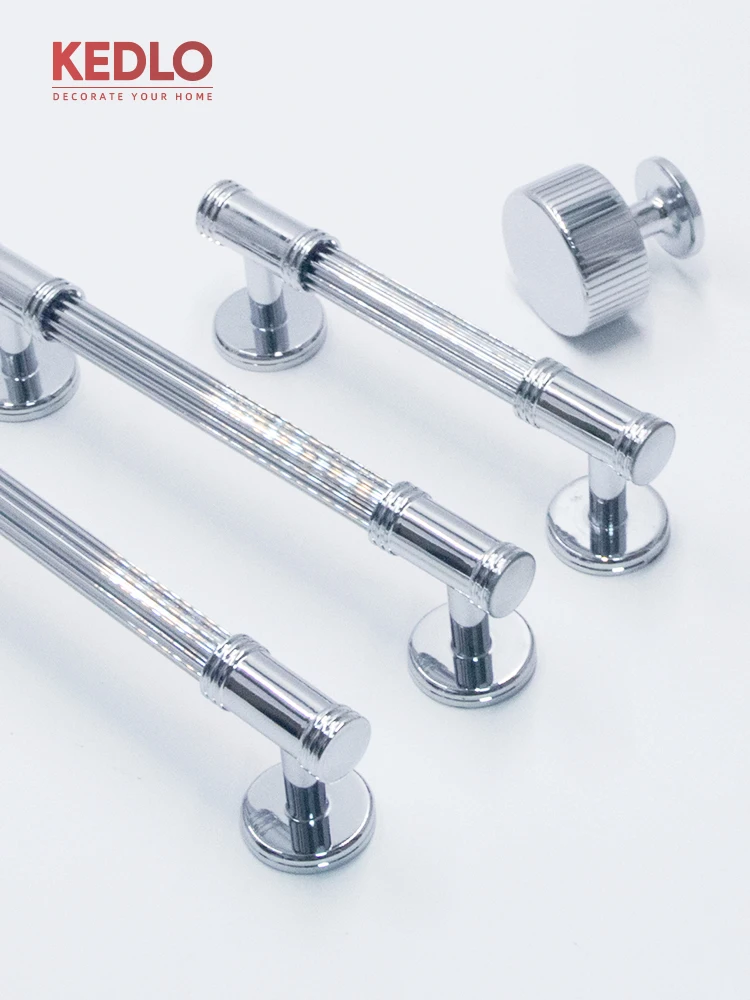 KEDLO Moderner europäischer Stil, silberfarbener, glänzend verchromter Griff, massiver Messing-Langgriff für Küchenschranktüren, dicker Griff – Detail 15