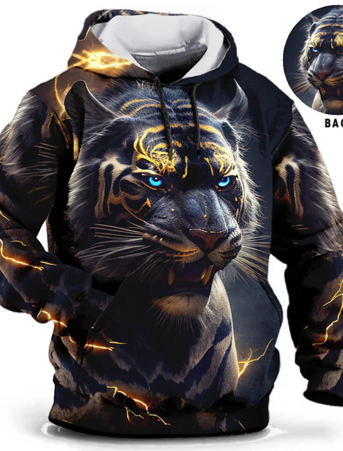Vintage Tiger Męska bluza z kapturem z nadrukiem 3d Moda Zwierzęca grafika Długi rękaw Mężczyźni Oversized Streetwear Tees