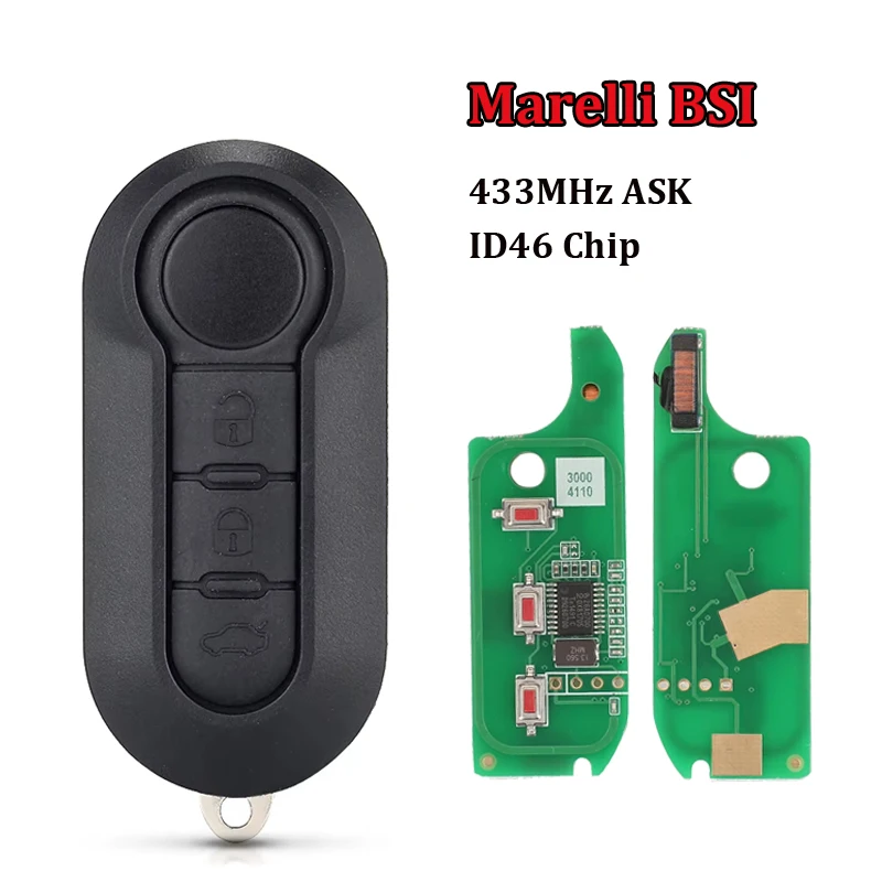 Marelli 433MHz ID46 Chip Car Remote Key Fob For Fiat MPV Bravo/Ducato 500 Doblo Qubo Grande Punto Citroen Jumper Peugeot Boxer