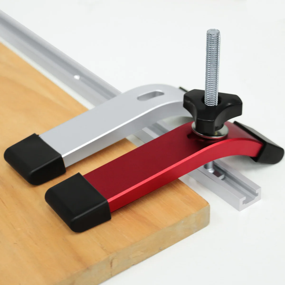Woodworking Table Aluminum Alloy Quick Acting Hold Down Clamps, for T Slider Handle Workbench T-shaped Slide Slot Auxiliary Tool view 3