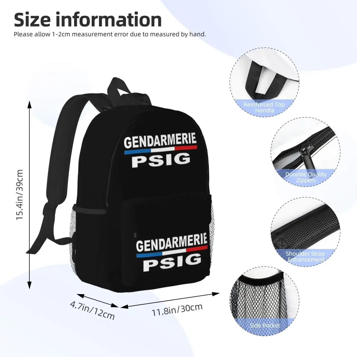 Psig Gendarmerie Patch Backpacks Teenager Bookbag Fashion Students School Bags Travel Rucksack Shoulder Bag Large Capacity