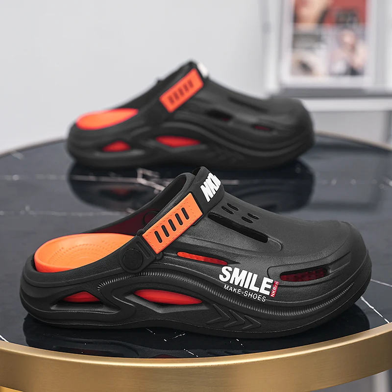 

Мужские летние уличные сандалии-шлепанцы для пляжа, дышащие сабо из ЭВА, мягкие шлепанцы, повседневная садовая обувь для мужчин, пляжные тапочки