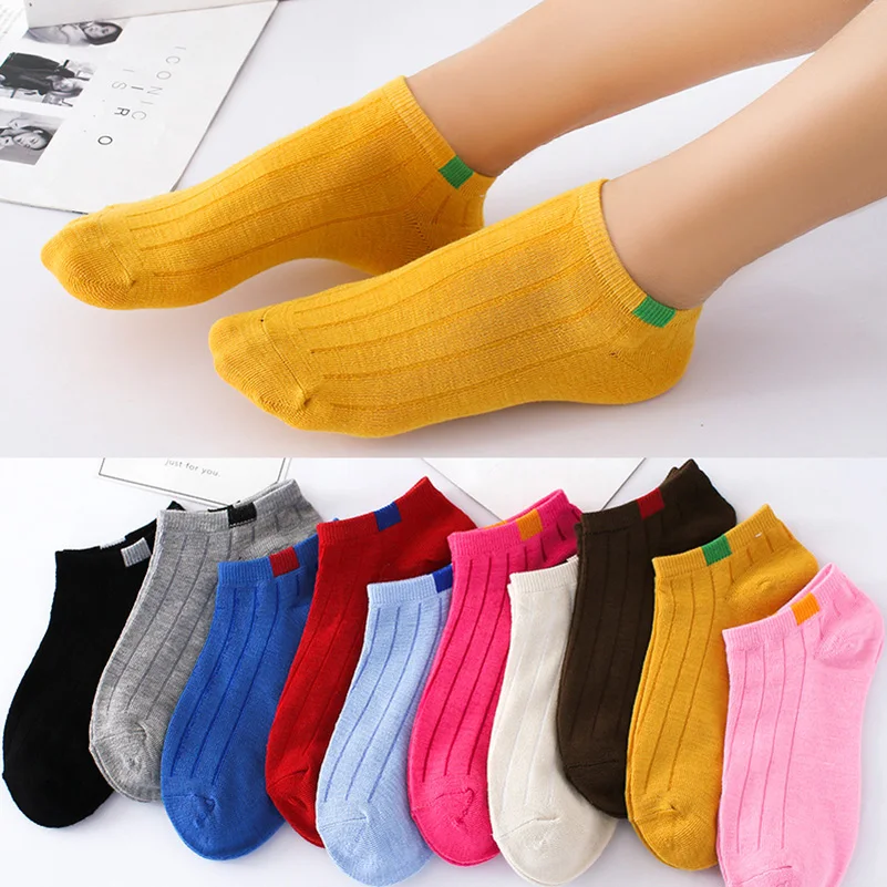 5 Pairs 10 Candy Colors Women Short Socks Fashion Female Girls Ankle Boat Socks Invisible Sock Slippers Calcetines Women Hosiery