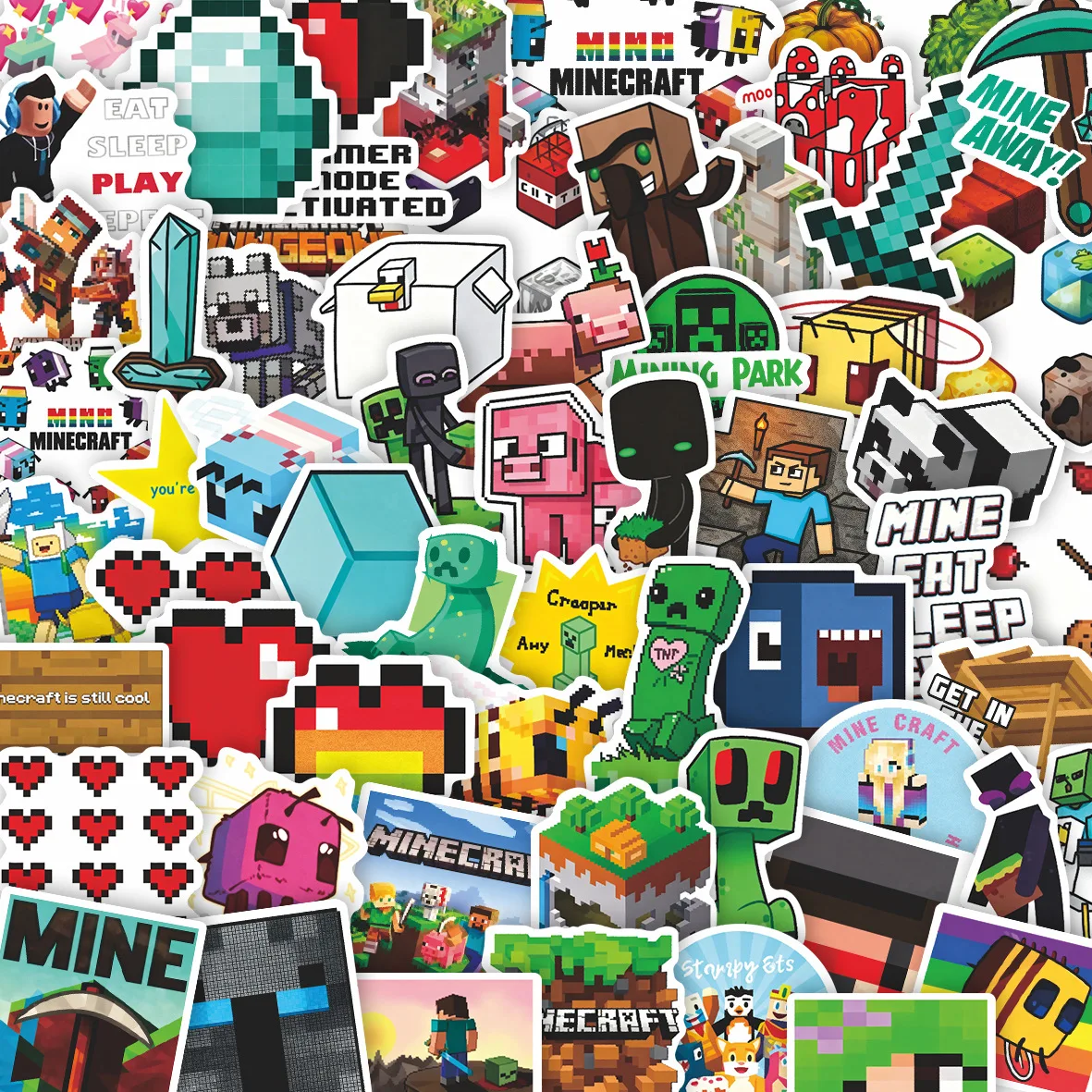 50/60/65pcs Stiker Kartun Mine - Laptop Accessories Cute ulasan dan harga