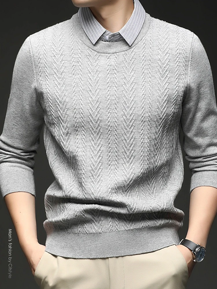 

Мужской искусственный двухслойный свитер, воротник рубашки, 500 г, утолщенная, не скатывается, вискозная смесь, серый, черный, темно-синий ​