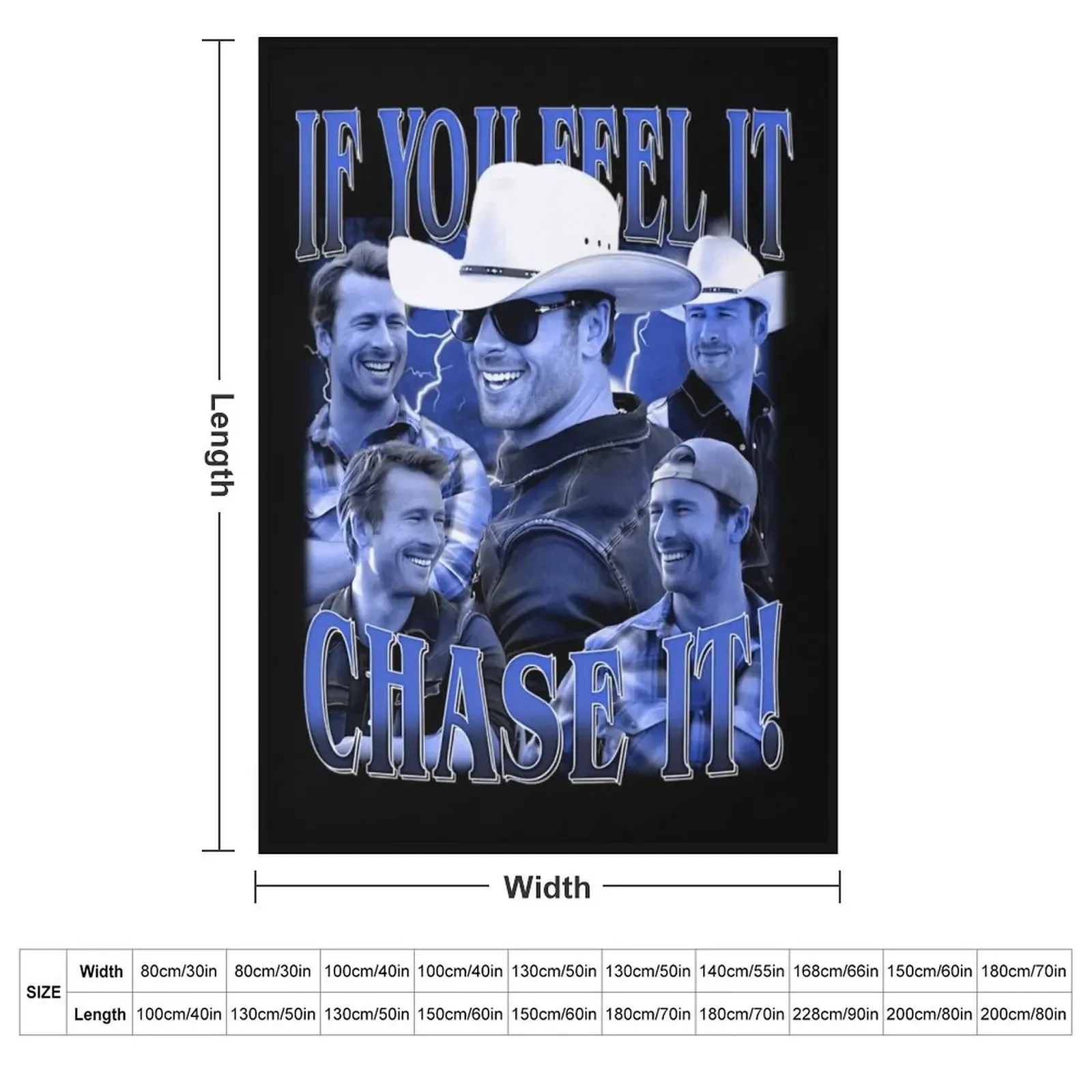 Glen Powell If You Feel It Chase It Throw Blanket couch cozy soft plush fuzzy picnic outdoor blanket