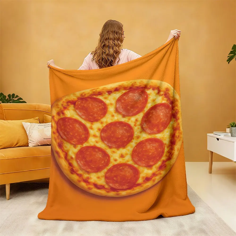 Giant Pepperoni Pizza Throw Blanket Cozy Couch Decor Gift for Food Lovers Movie Night Comfort