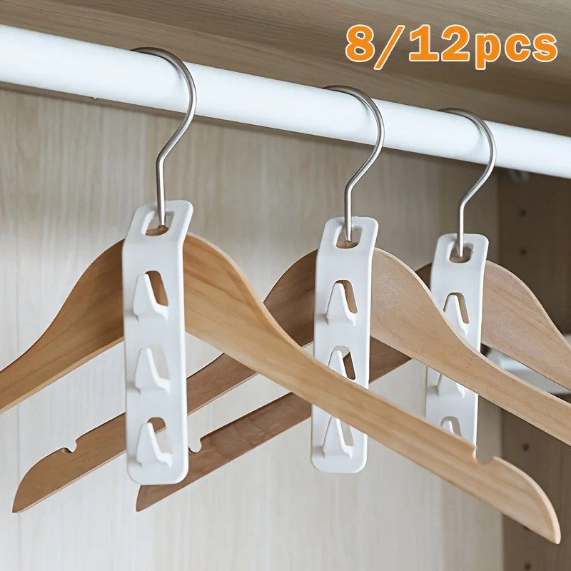 12/8PCS Clothes Hanger Connector Multi-Layer Cascading Clothes Hanger Hooks for Home Multi-Function Closet Storage Rack