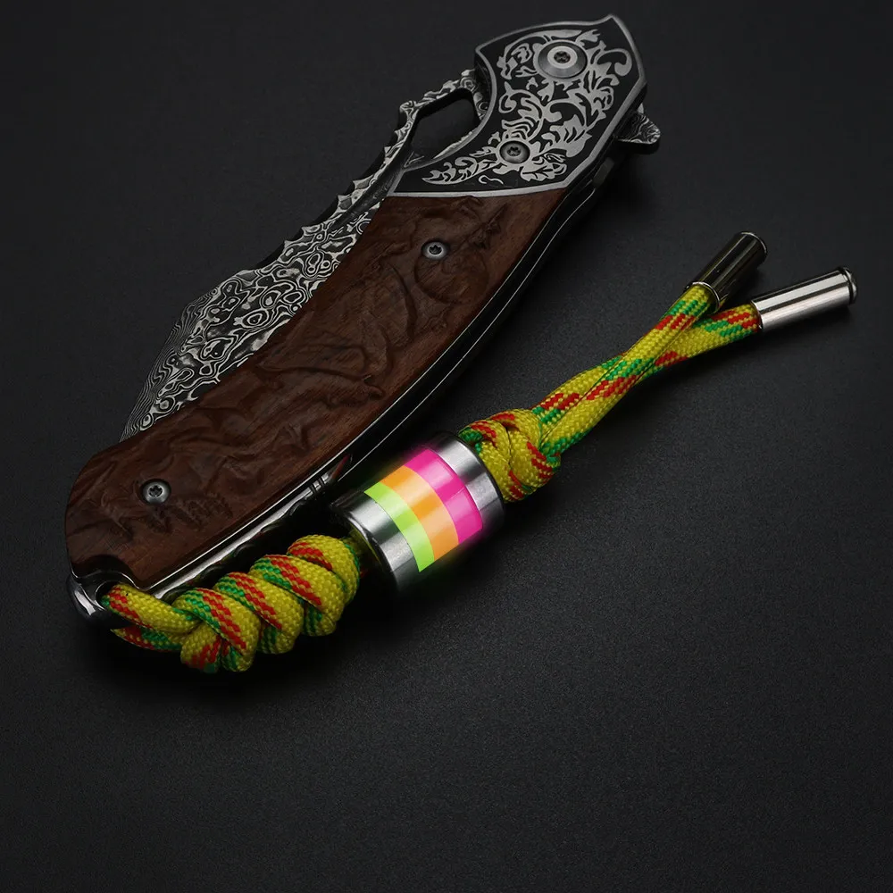 Outdoor Portable EDC Titanium Alloy Luminescent Umbrella Rope Pendant Knife Hanging Buckle Tool