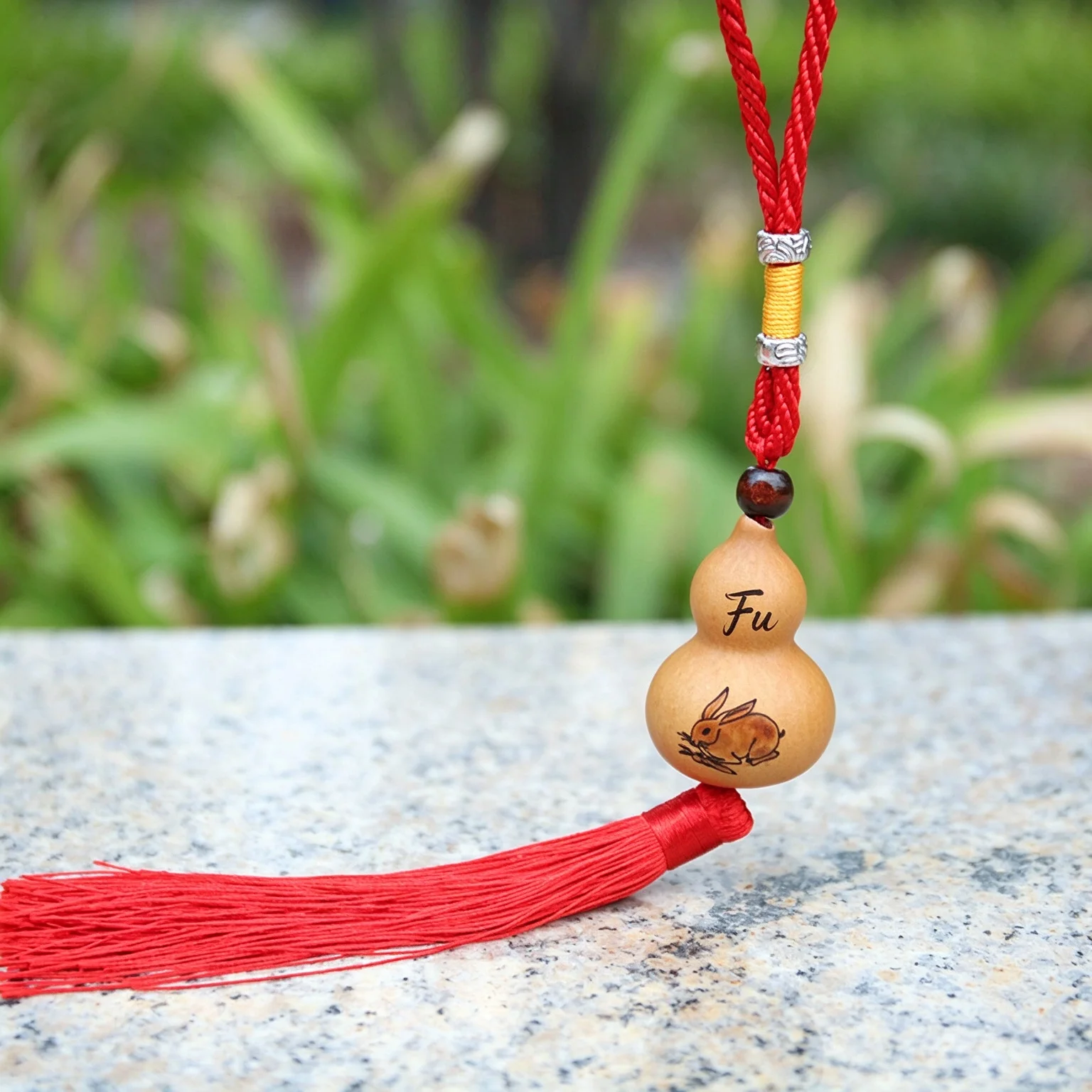 Hanging Ornament, Natural Gourd Pyrography Pendant with Chinese Zodiac Pattern, Handheld Calabash Craft Souvenir Gift& Car