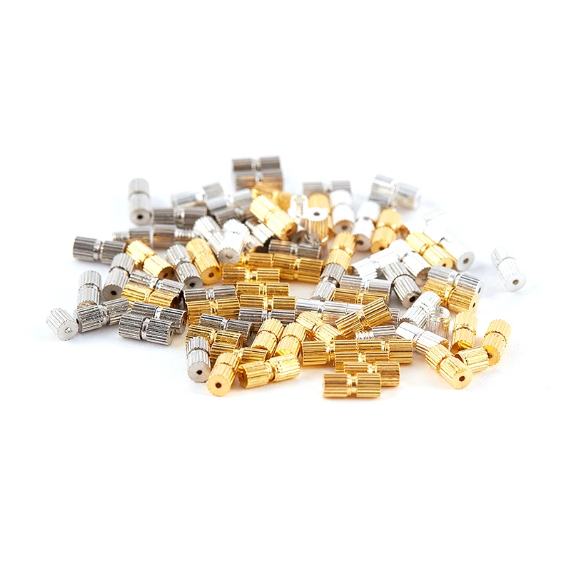 Ródio Fechos para Fazer Jóias, Colar e Conector Pulseira, Descobertas DIY, Cilindro Corda Cap, Fechamento Fivela, 50 PCs