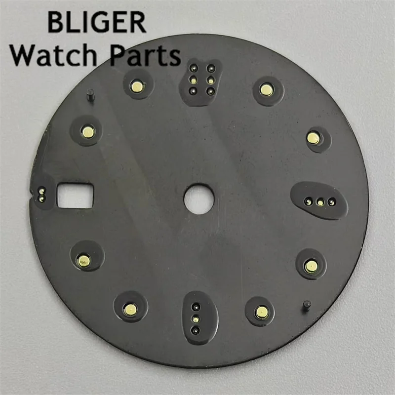 BLIGER 29mm/31mm Sterile Dial Black White Blue Watch Dial Green luminous Fit NH34 Movement Watch replacement parts