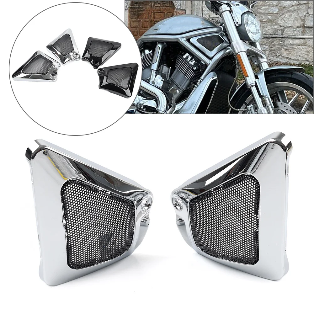 Plastic Chrome/Black 2Pcs Motorcycle Airbox Frame Neck Side Intake Cover For Harley V-Rod VRSCX VRSCA