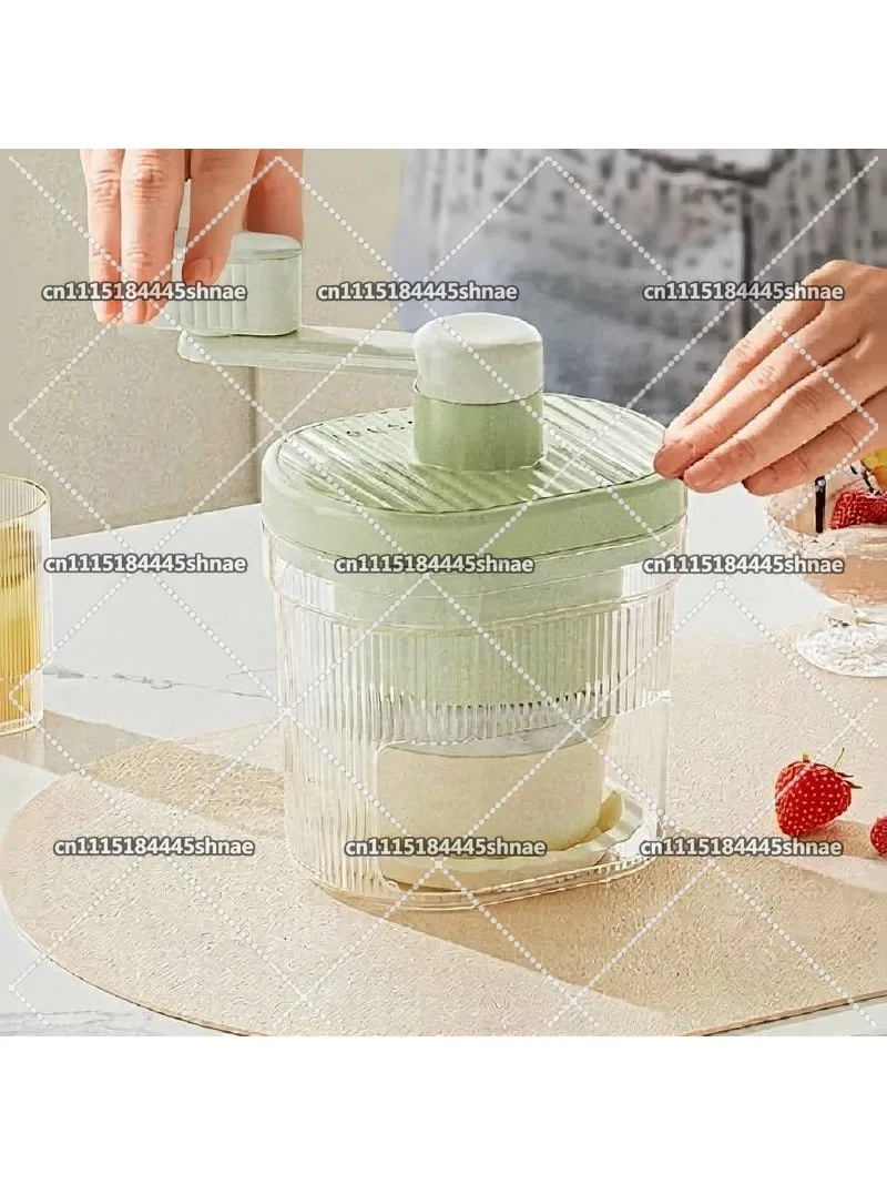 Portable Hand Crank Shaved Ice Maker, Mini Handheld Snowcone Machine with Cups for Home Dessert Cocktail Use