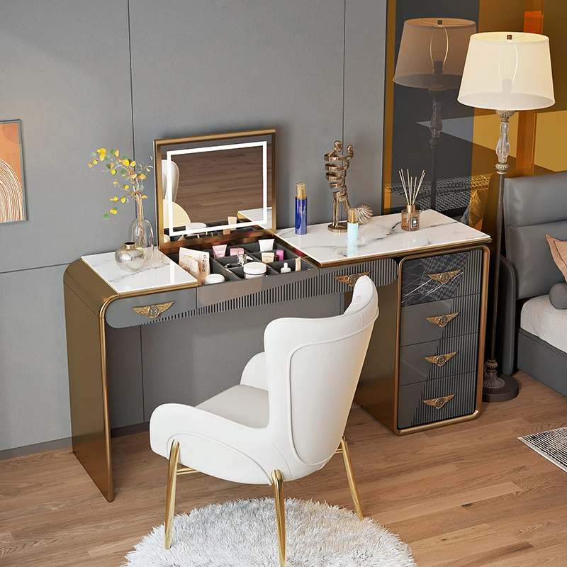 

Modern Storage Dresser Drawers Bedroom Desings Luxury Mirror Dressing Table Makeup White Coiffeuse De Chambre Salon Furniture