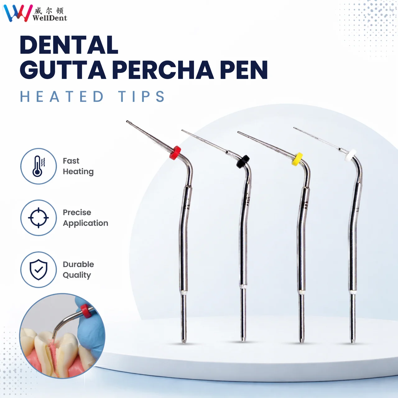 Dental Gutta Percha Pen Heated Tips Size F FM ML M for Obturation Gutta Percha Endo System Root Canal Tips Dentist Tools