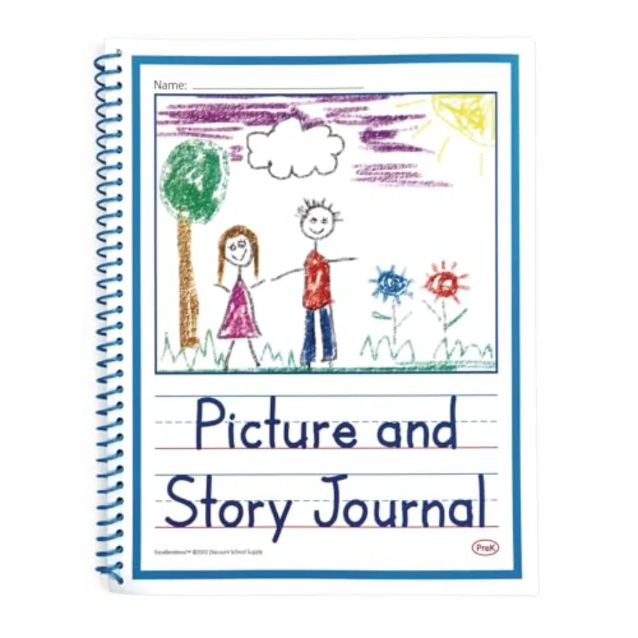 

8.5 x 11 inch Beginner's Preschool Picture Story Journals, Drawing and Writing Notebook - Pack of 10 for and Educational