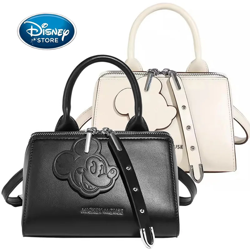 Disney Brand Light Luxury Elegant Fashionable Women Handbag PU Texture Shoulder Bag Mickey Mouse Zipper Storage Travel Bags