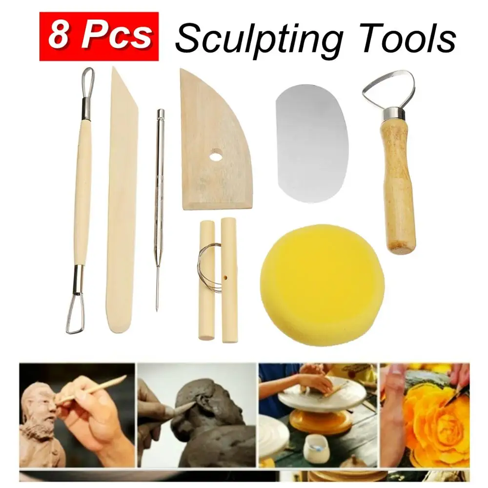

8Pcs Clay Sculpting Set Wax Carving Pottery Tool Shapers Polymer Modeling Ceramic