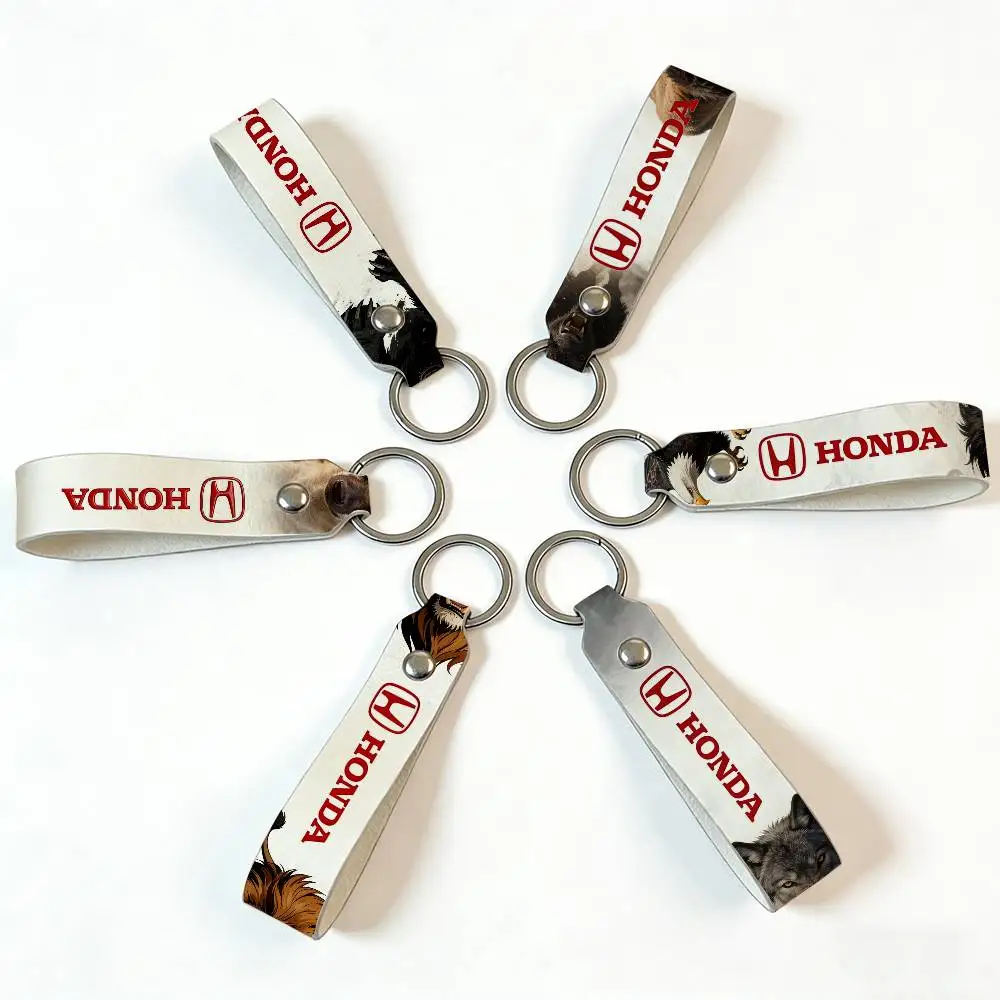 

For HONDA ferocious beast High Quality PU Leather Moto Keychain Vintage Style Key Pendant For Scooter Motocross