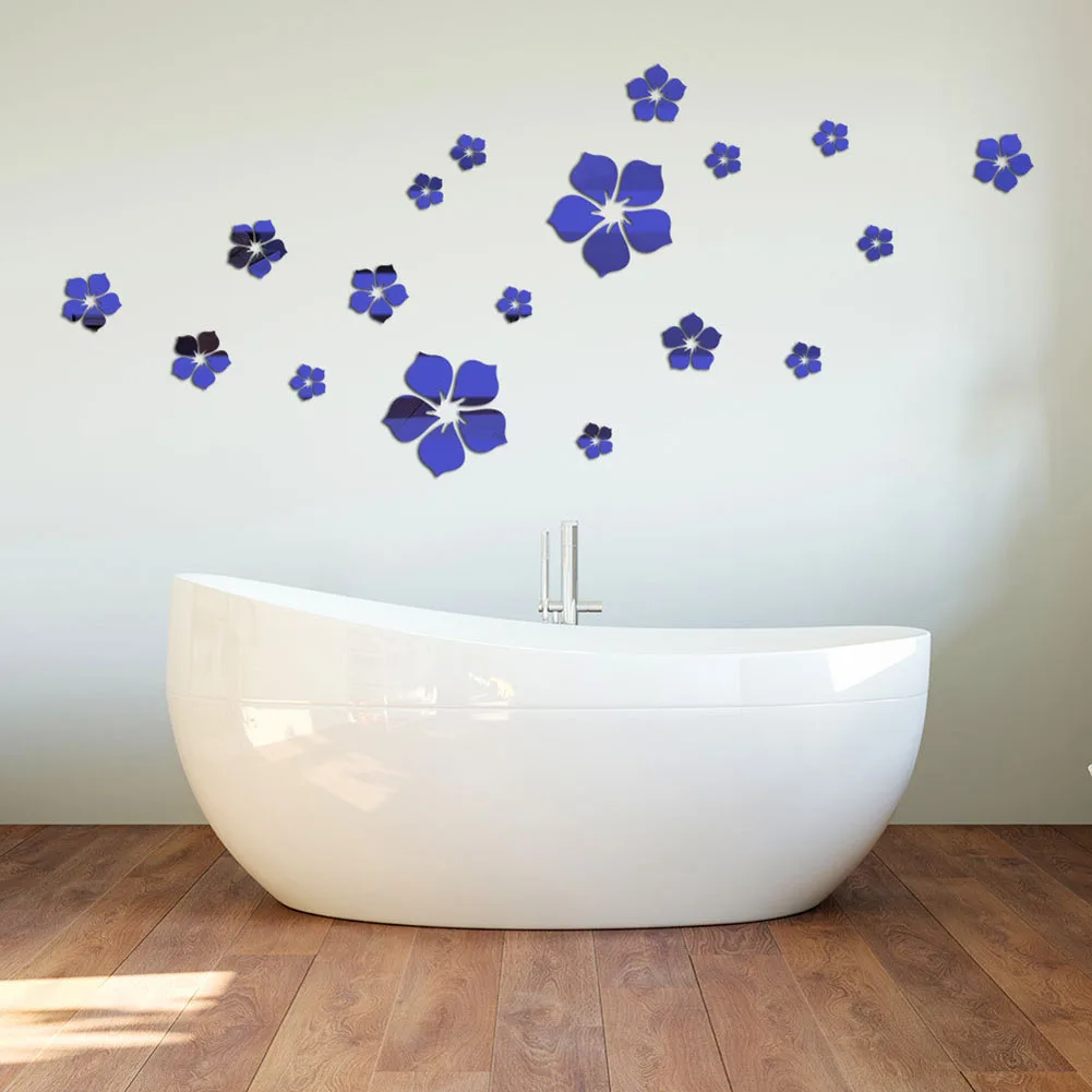 Vinyl Art Wall Sticker Library Living Room 3D for acrylic for crystal Clear Floral Mirror Mirror Wall Decor Wall Stickers