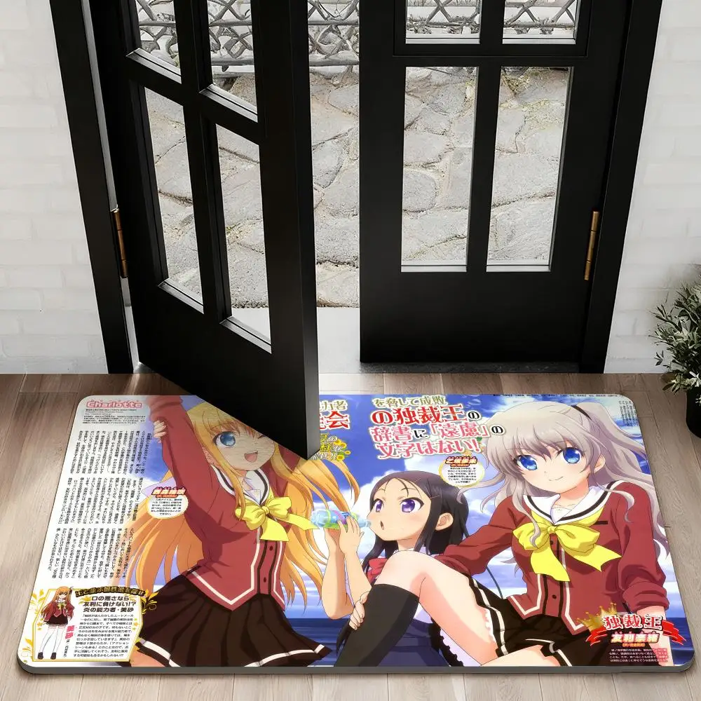 

C-Charlottes Cute sexy anime Floor Mat Diatom Bath Mat Absorbent Quick Dry Non-Slip TPR Backing Soft Plush Draining Rugs