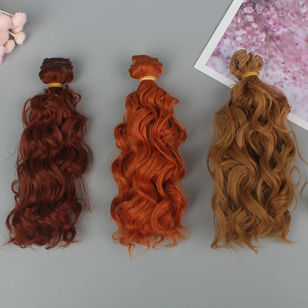 15*100cm Doll Hair Curly Wigs Fashion Mini Tresses High-Temperature 1/6 1/4 1/3 Screw Periwig Toy Toupee Kids Gift DIY Accessory