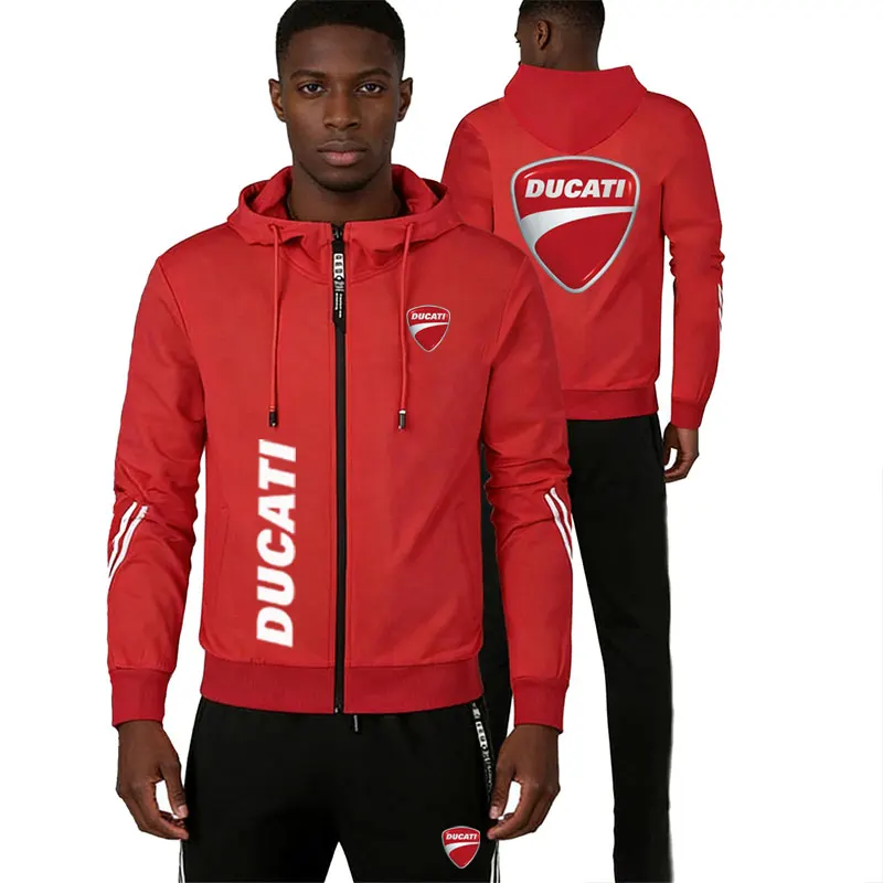2026 Hot Ducati Spring summer men's sets brand Printed outdoor sports zipper hoodie sweatshirt Men's clothing Motorcycle suit