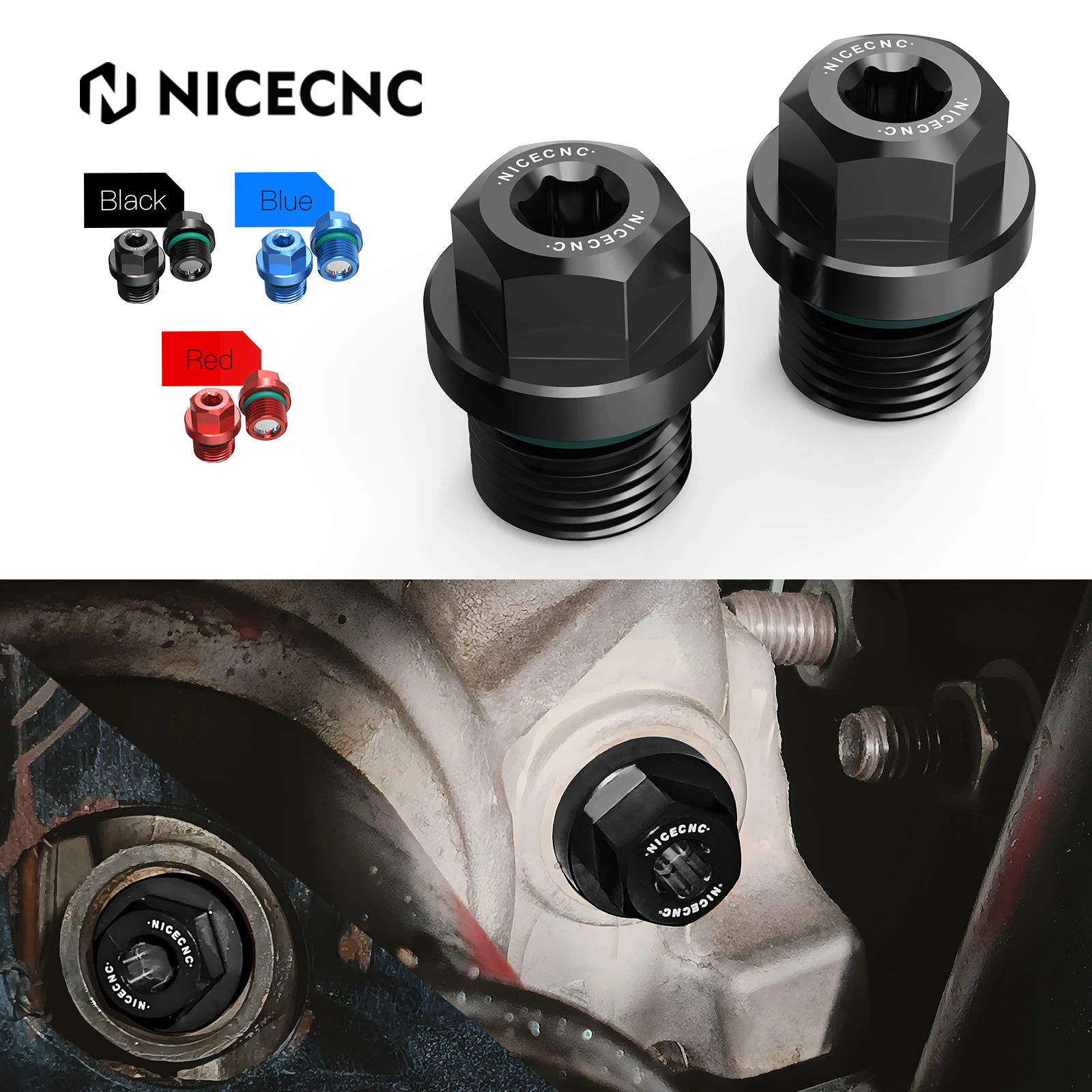NICECNC For Polaris Sportsman Front Differential Fill and Drain Plug Kit With O Ring Kit For Polaris RZR 1000 XP 2008-2021
