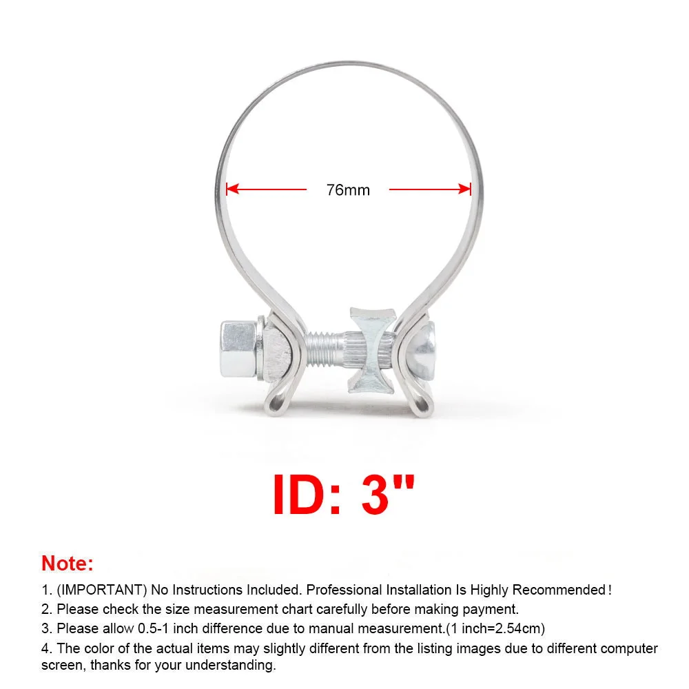 3.0inch 76mm Butt Joint Universal Stainless Steel ​Exhaust Clamp Band Kit Auto Turbo Pipe