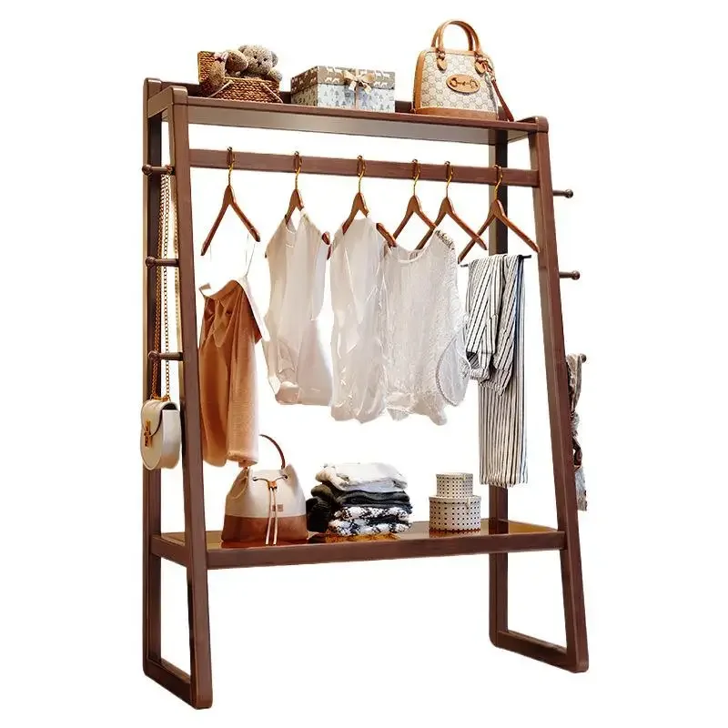 All solid wood simple coat rack, floor-to-ceiling bedroom home hanger