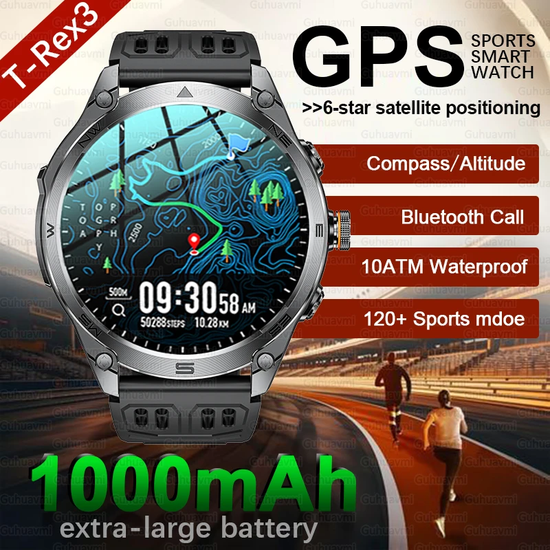 

2025 New Military GPS Smart Watch Men 10ATM Waterproof Outdoor Sport Fitness Tracker Health Monitor Bluetooth Call Smartwatches