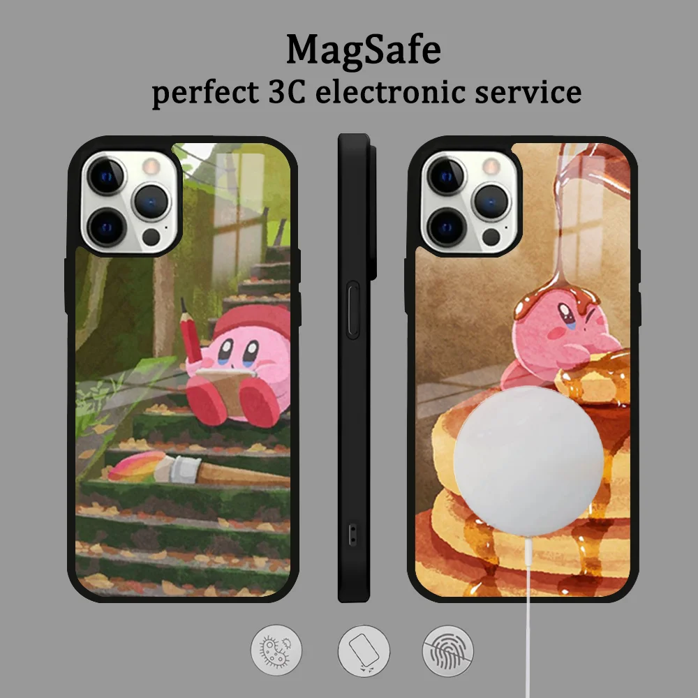 Game K-kirby S-super S-star Phone Case For IPhone 16 15 14 13 12 11 Pro Max Plus Mini Magsafe Mirror Wireless Magnetic Cover