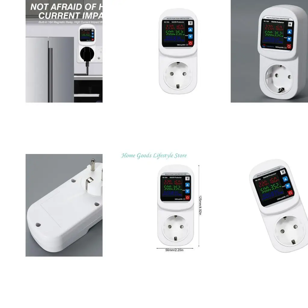 E74E Auto resets Voltages Current Protector EU Socket 16A Real Time Display for House