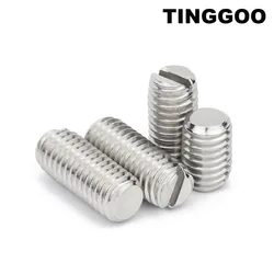 2/50X M1.2 M1.4 M1.6 M2 M2.5 M3 M4 M5 M6 M8 M10 M12 GB73 304 Stainless Steel Slotted Flat Point End Headless Grub Bolt Set Screw