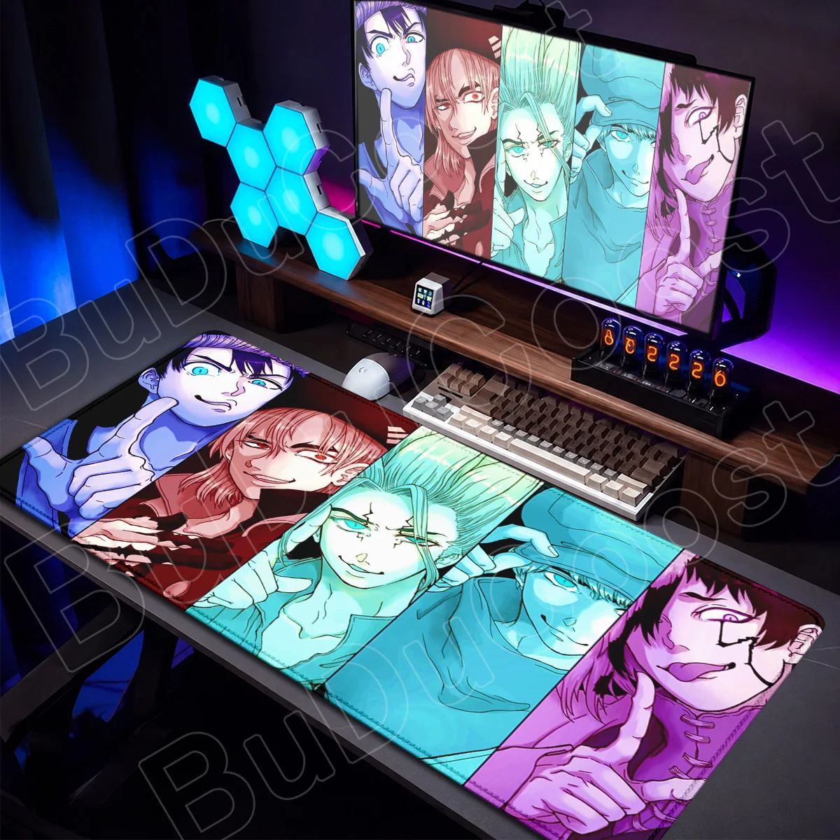 Mouse Pad Locking Edge Anime Gaming Accessories XXL Computer Keyboard Mat Dr.STONE Ishigami Senku Desk Carpet Office Cabinet Mat