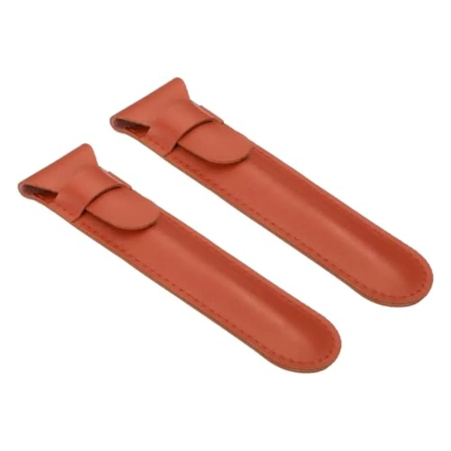 

2 Pcs Leather Pen Pouch, Flip Single Pen Case Holder Protective Sleeve Cover for Fountain Ball Points Pencils Touch Office Desk